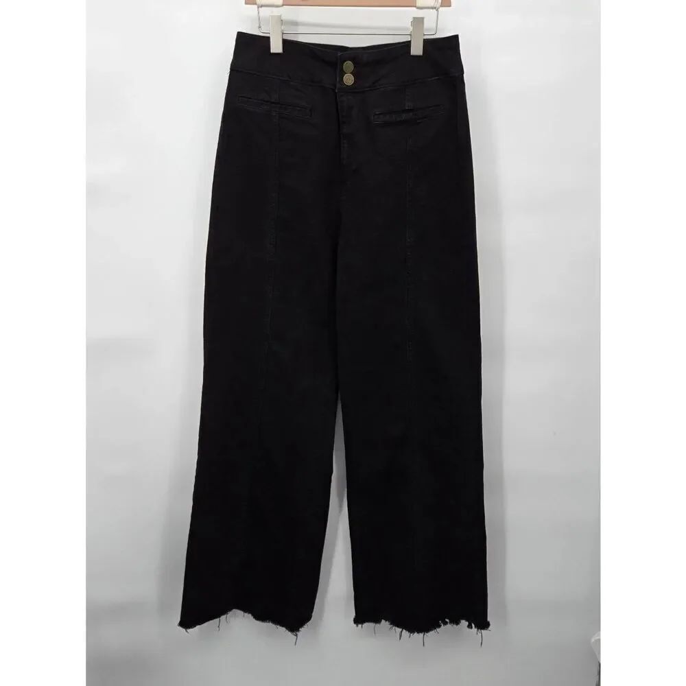 Frame Tailored Wide Leg Jeans Size 30 Nior Black High Rise